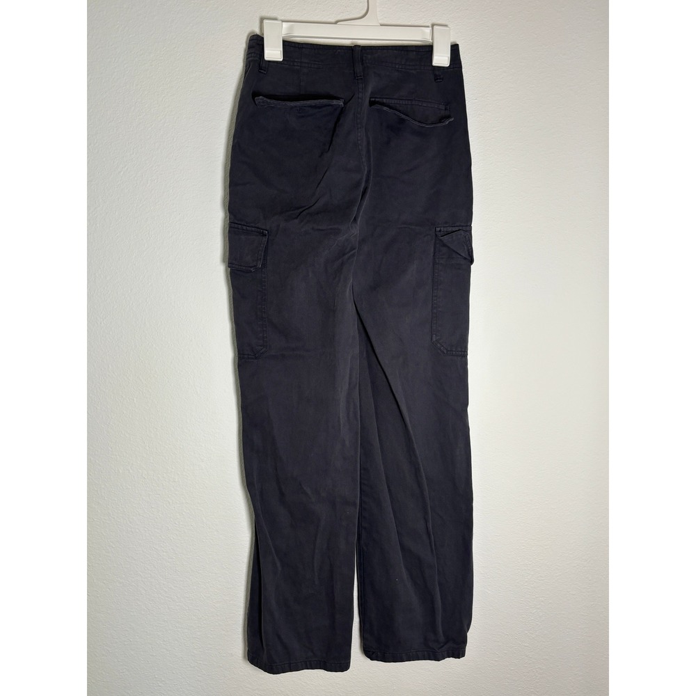 Zara Womens Cargo Pants Faded Black Straight‎ Leg Utility Trousers Size 2 26x30 - Picture 2 of 5